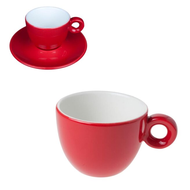 Bola Koffie kop rood-roomwit 15cl