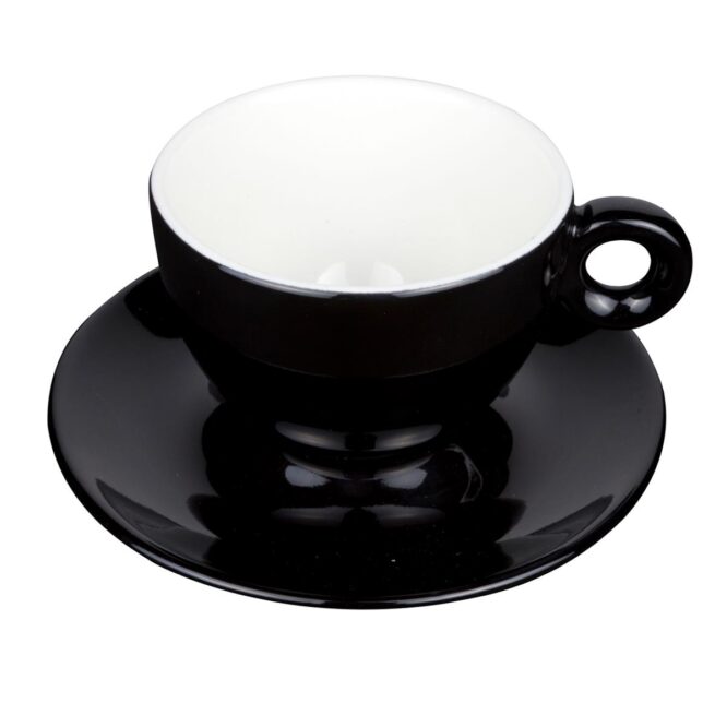 Bola Cappuccino SET kop+schotel zwart-room 20cl
