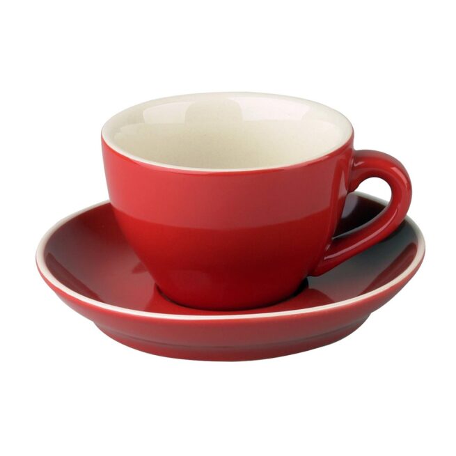 Robusta Cappuccino SET kop+schotel rood 18cl