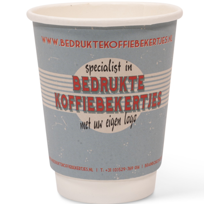 Bedrukte Cappuccino BIO-beker Dubbelwandig