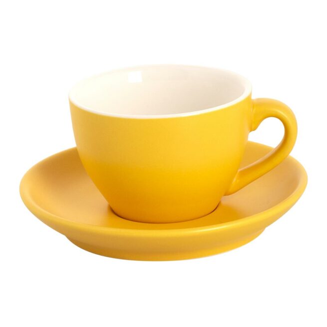 Robusta Cappuccino SET kop+schotel geel 18cl