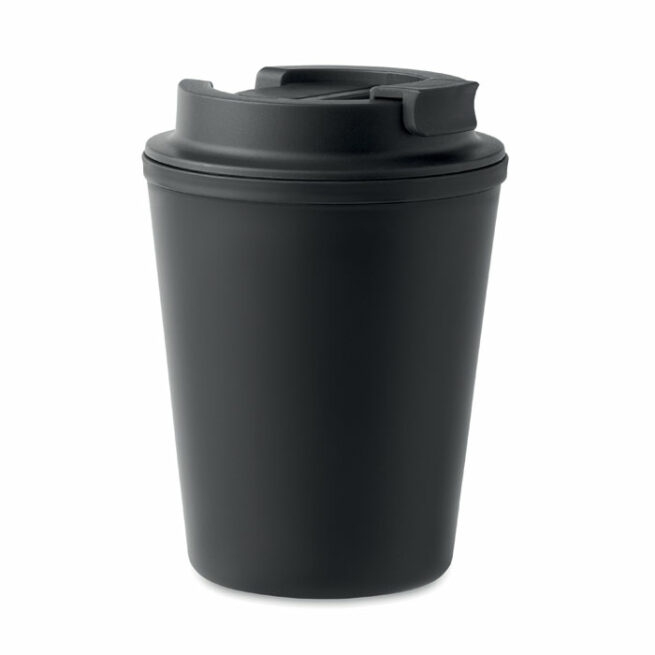 Dubbelwandige Reisbeker To-Go 300ml Zwart, clipsluiting