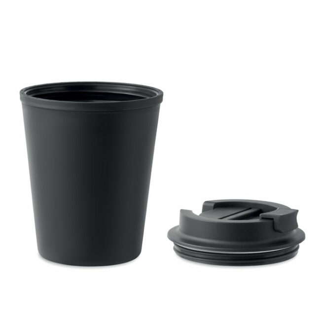 Dubbelwandige Reisbeker To-Go 300ml Zwart, clipsluiting