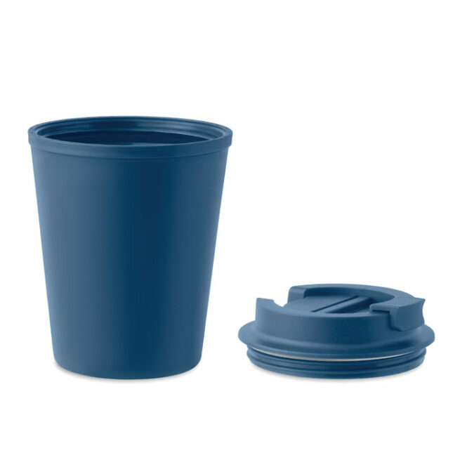 Dubbelwandige Reisbeker To-Go 300ml Marineblauw, clipsluiting
